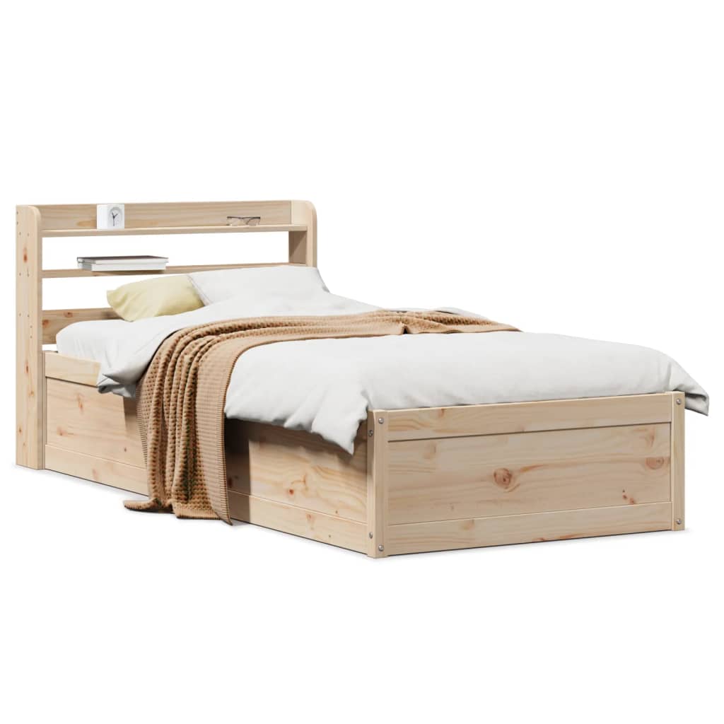 Cadre de lit avec tête de lit 75x190 cm bois de pin massif - XIOS