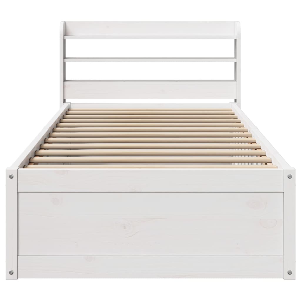 Cadre de lit avec tête de lit blanc 75x190cm bois de pin massif - XIOS