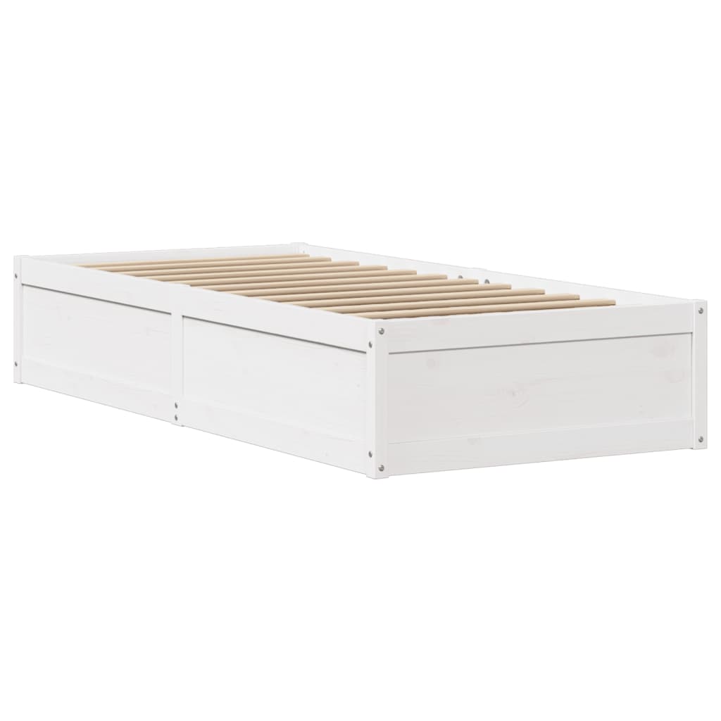 Cadre de lit avec tête de lit blanc 75x190cm bois de pin massif - XIOS