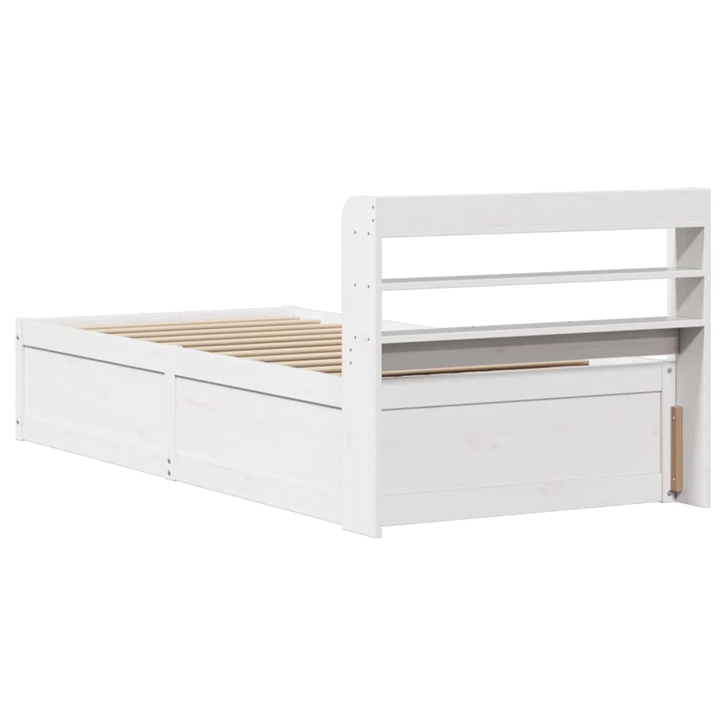 Cadre de lit avec tête de lit blanc 75x190cm bois de pin massif - XIOS