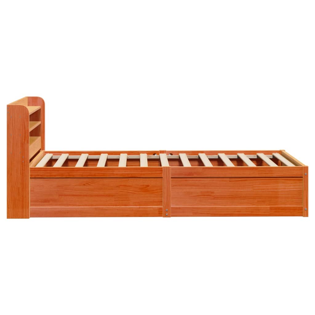 Cadre de lit avec tête de lit cire marron 75x190 cm bois de pin - XIOS