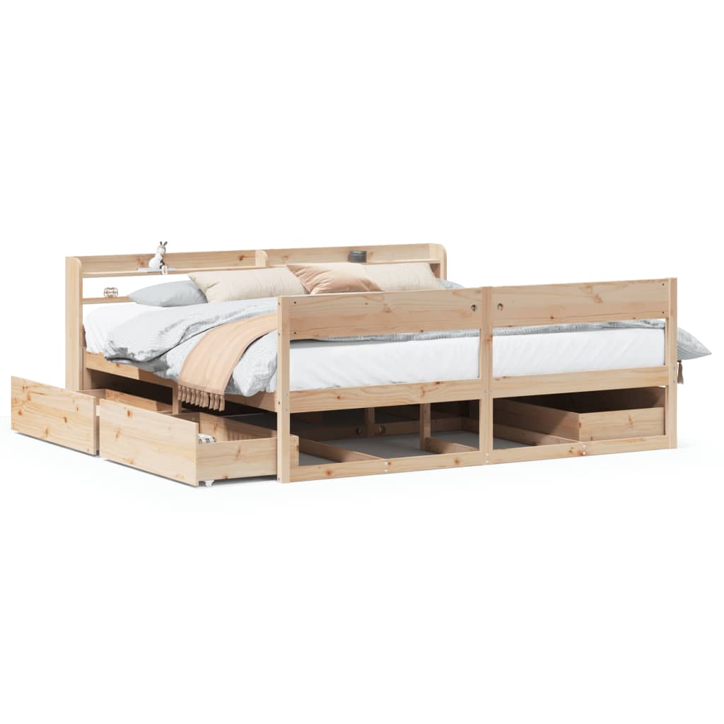 Cadre de lit sans matelas 200x200 cm bois massif de pin - XIOS