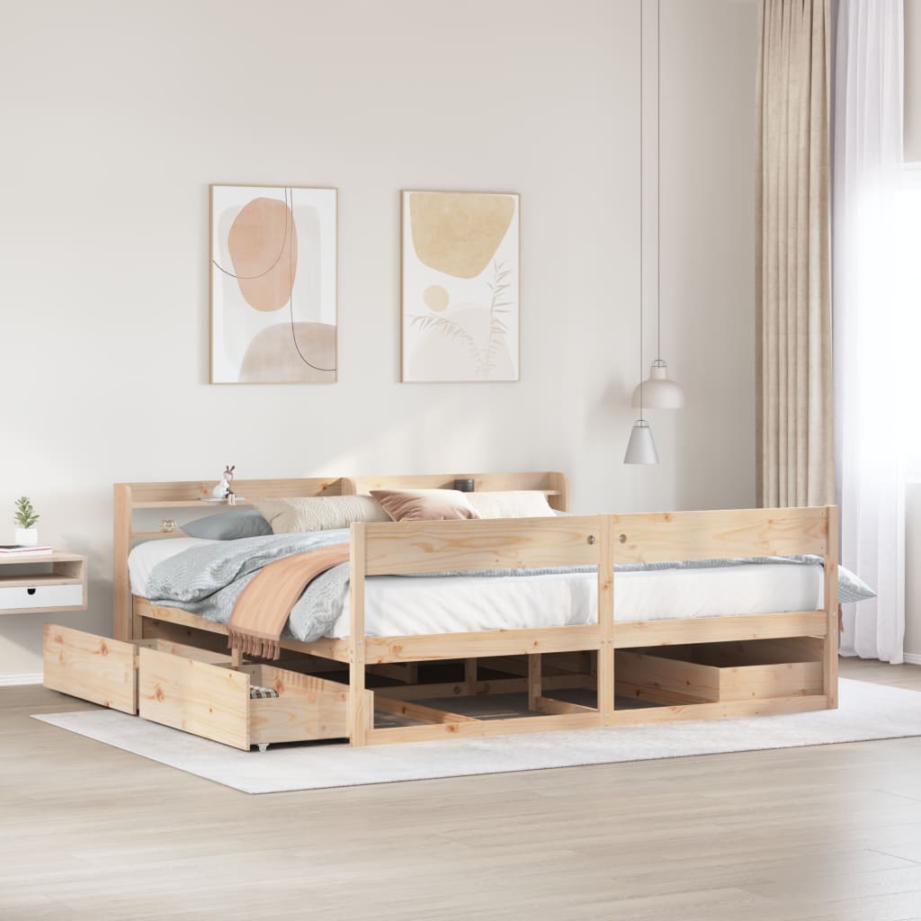 Cadre de lit sans matelas 200x200 cm bois massif de pin - XIOS