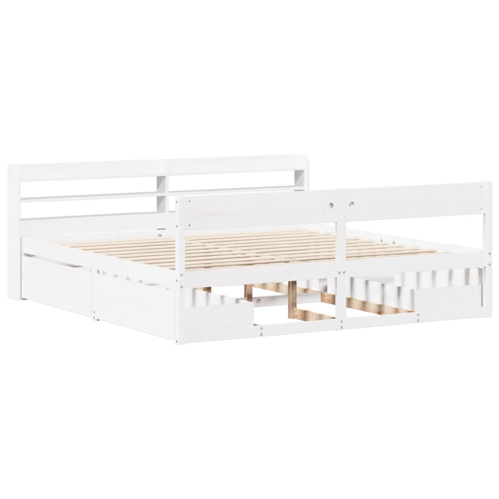 Cadre de lit sans matelas blanc 180x200 cm bois massif de pin - XIOS