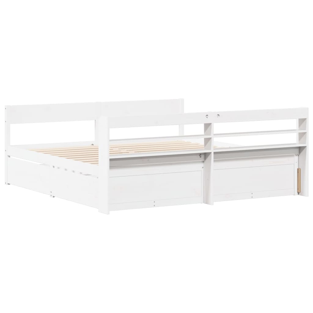 Cadre de lit sans matelas blanc 180x200 cm bois massif de pin - XIOS