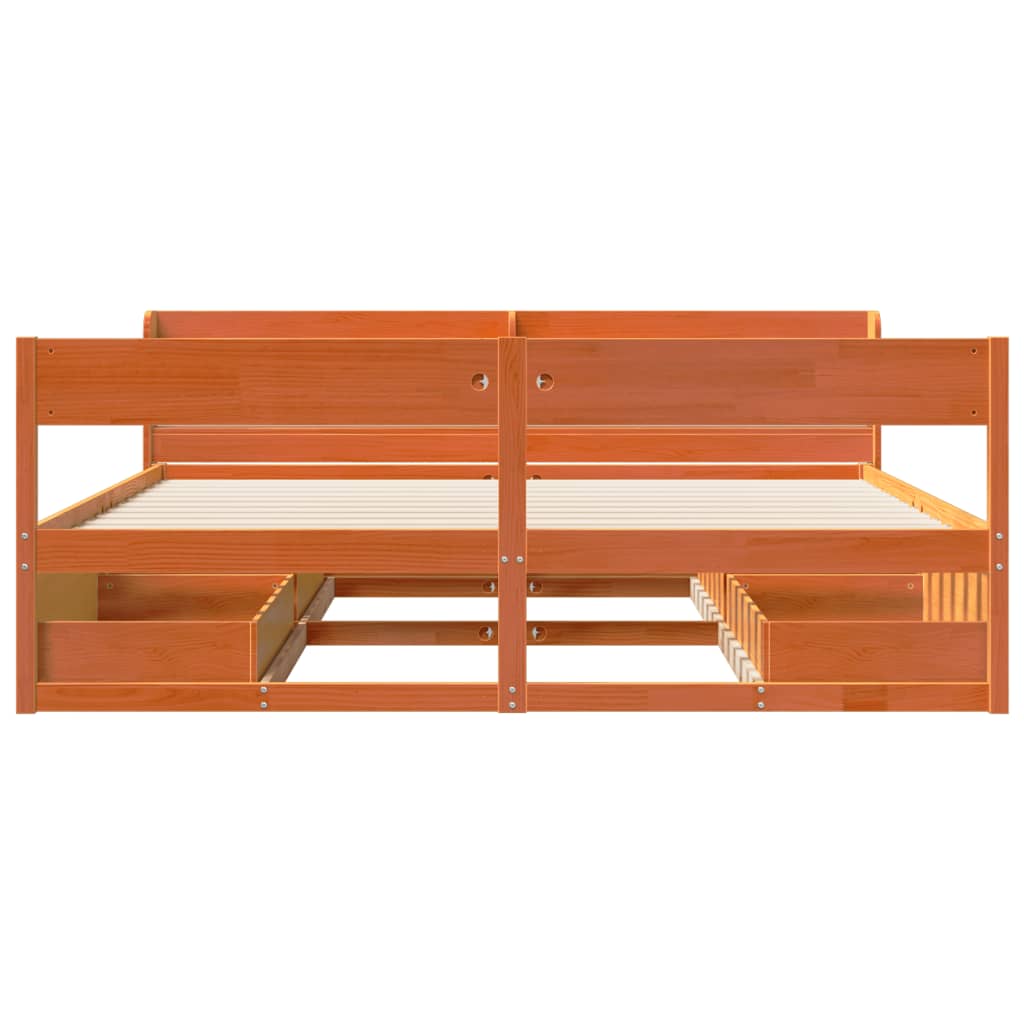 Cadre de lit sans matelas cire marron 180x200cm bois pin massif - XIOS