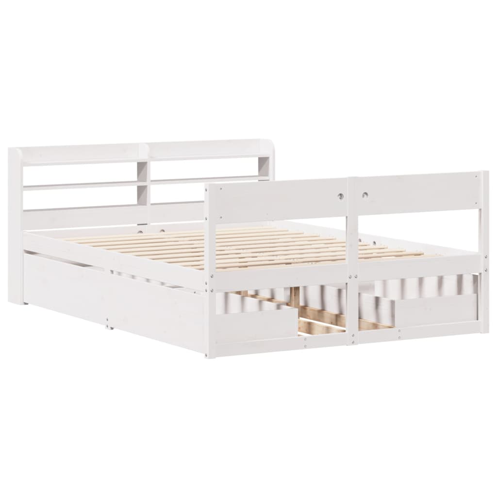 Cadre de lit sans matelas blanc 160x200 cm bois de pin massif - XIOS