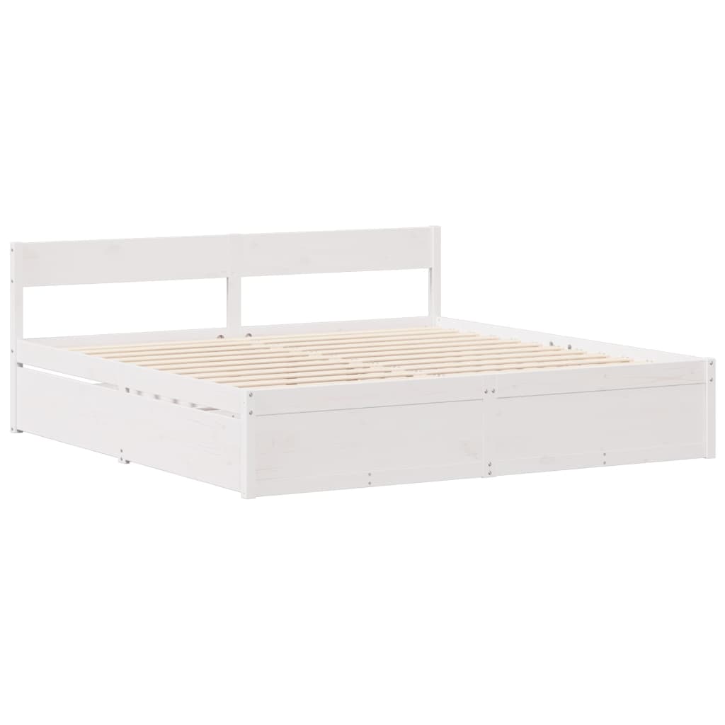 Cadre de lit sans matelas blanc 160x200 cm bois de pin massif - XIOS