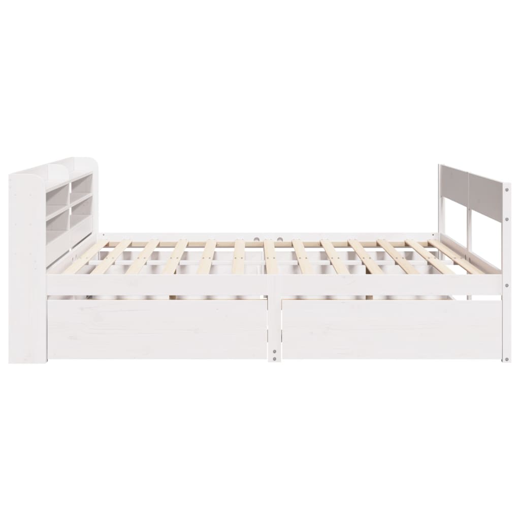 Cadre de lit sans matelas blanc 160x200 cm bois de pin massif - XIOS