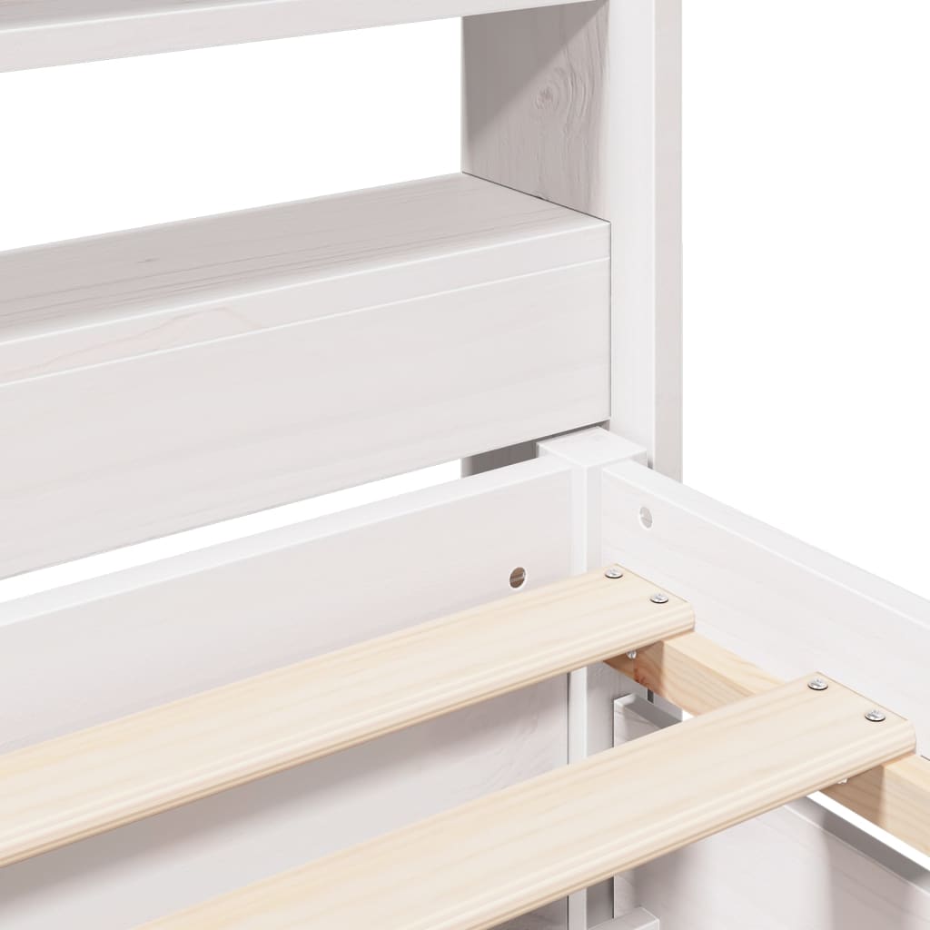 Cadre de lit sans matelas blanc 160x200 cm bois de pin massif - XIOS