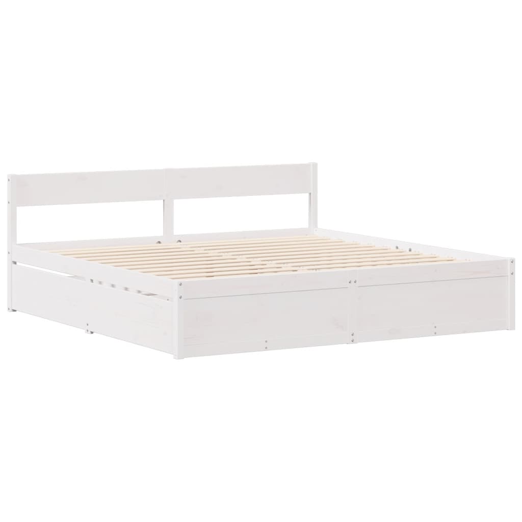 Cadre de lit sans matelas blanc 150x200 cm bois de pin massif - XIOS