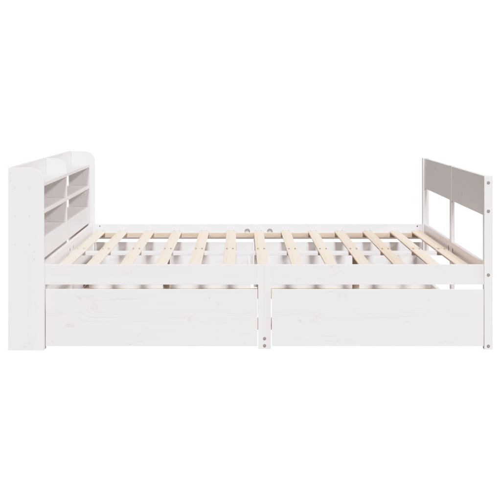 Cadre de lit sans matelas blanc 150x200 cm bois de pin massif - XIOS