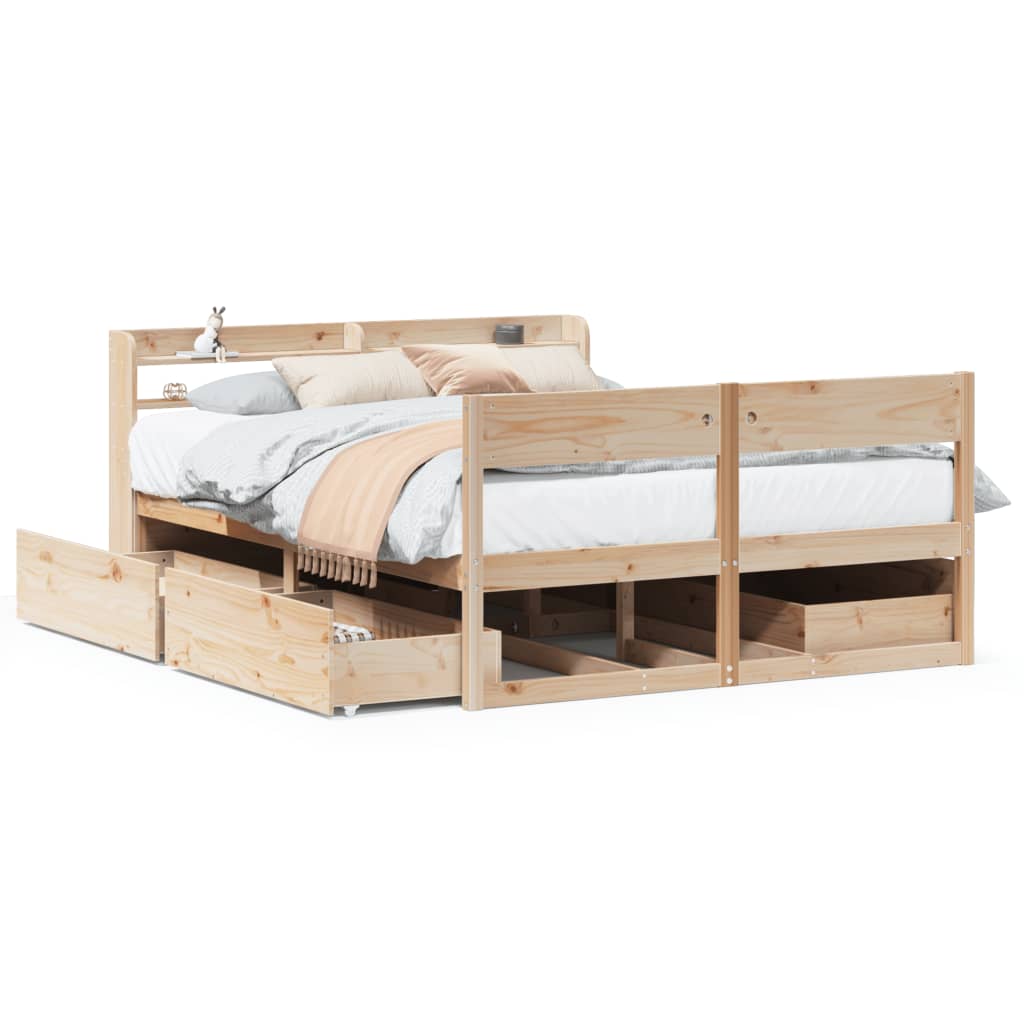 Cadre de lit sans matelas 140x200 cm bois massif de pin - XIOS