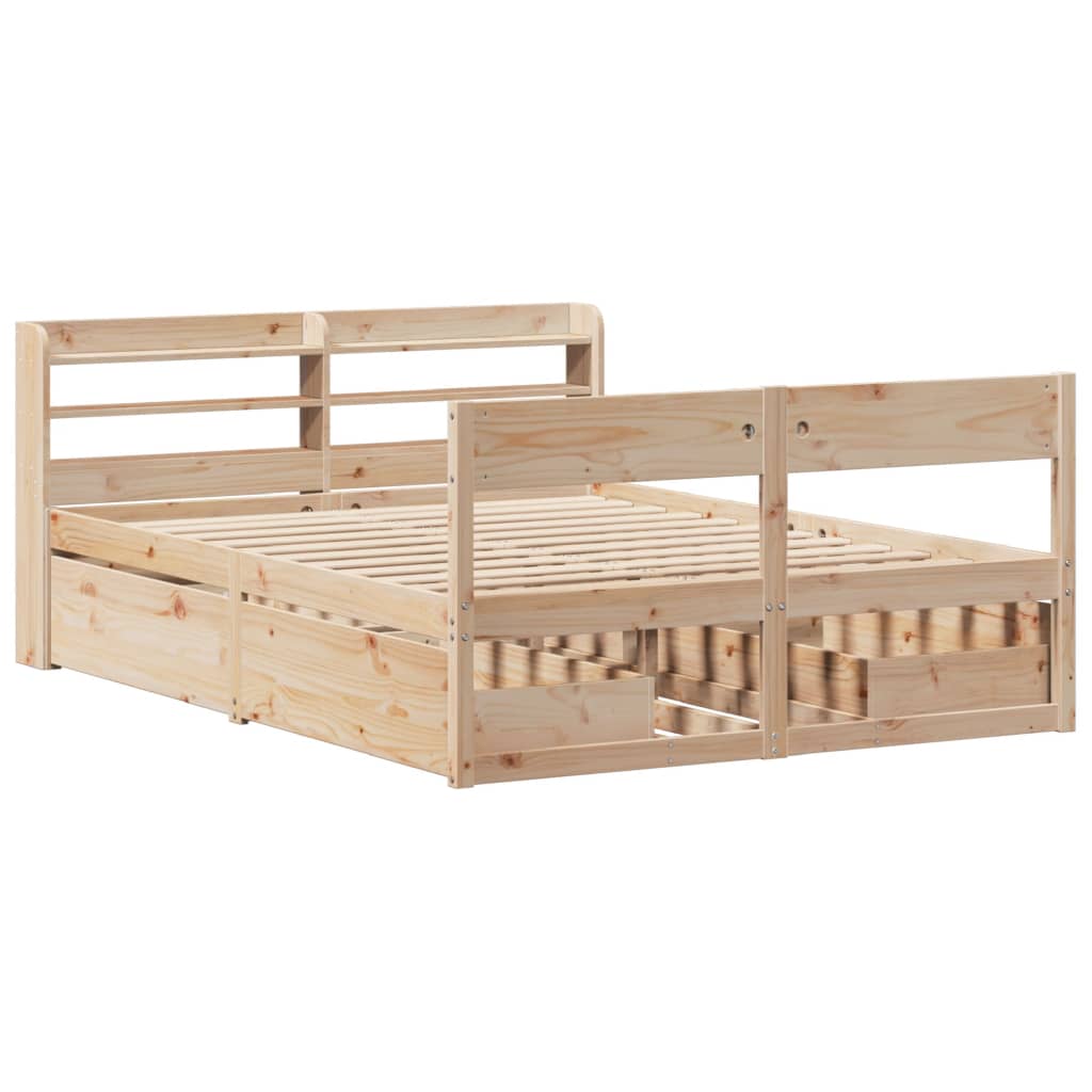 Cadre de lit sans matelas 140x200 cm bois massif de pin - XIOS