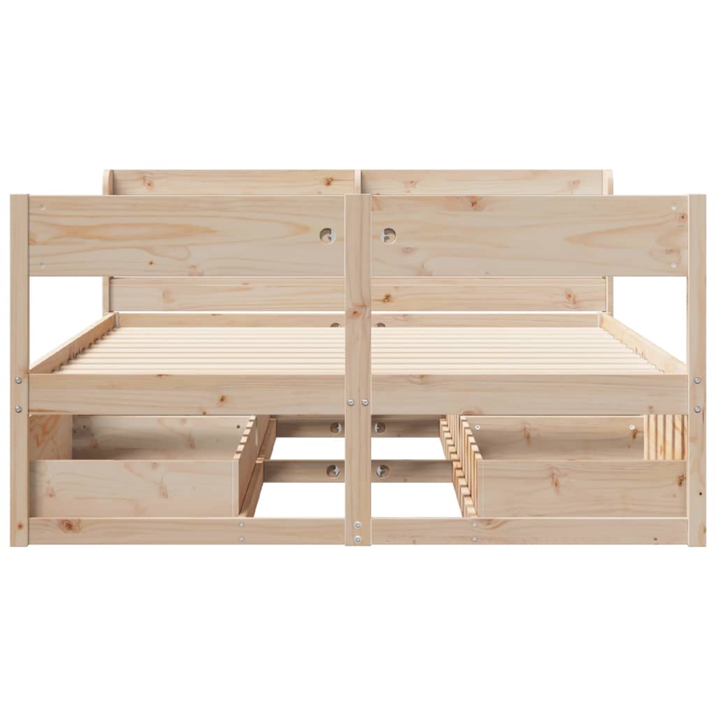 Cadre de lit sans matelas 140x200 cm bois massif de pin - XIOS