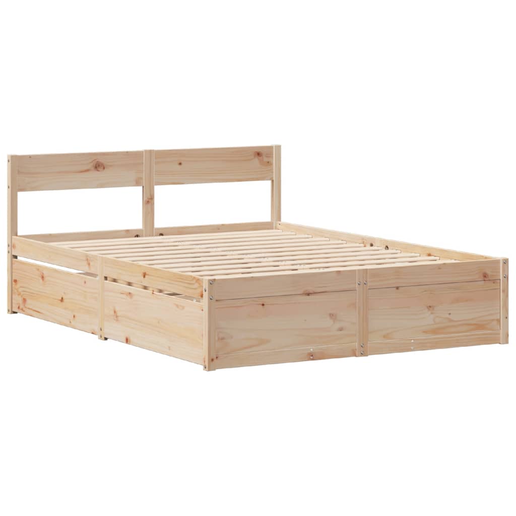 Cadre de lit sans matelas 140x200 cm bois massif de pin - XIOS