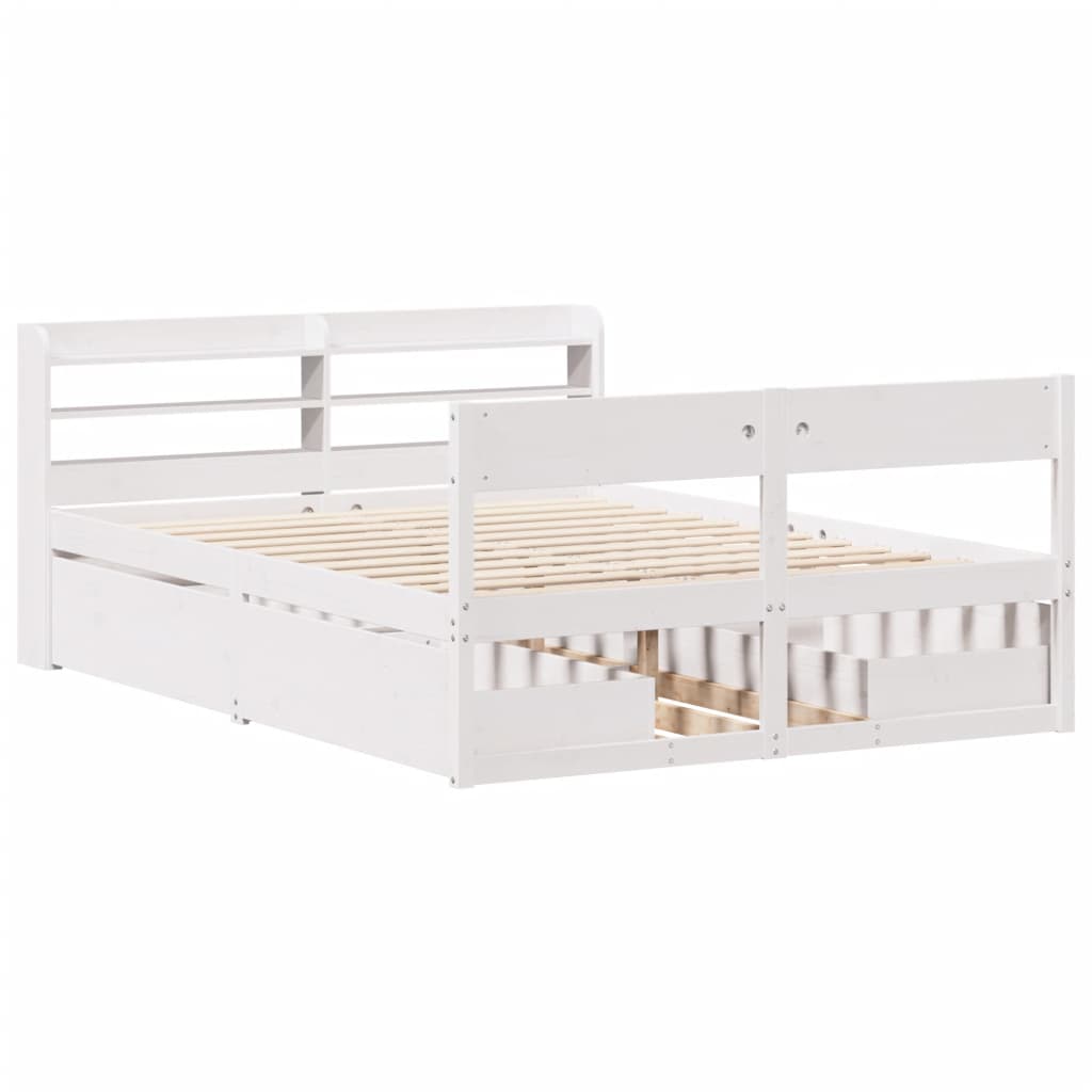 Cadre de lit sans matelas blanc 140x200 cm bois de pin massif - XIOS