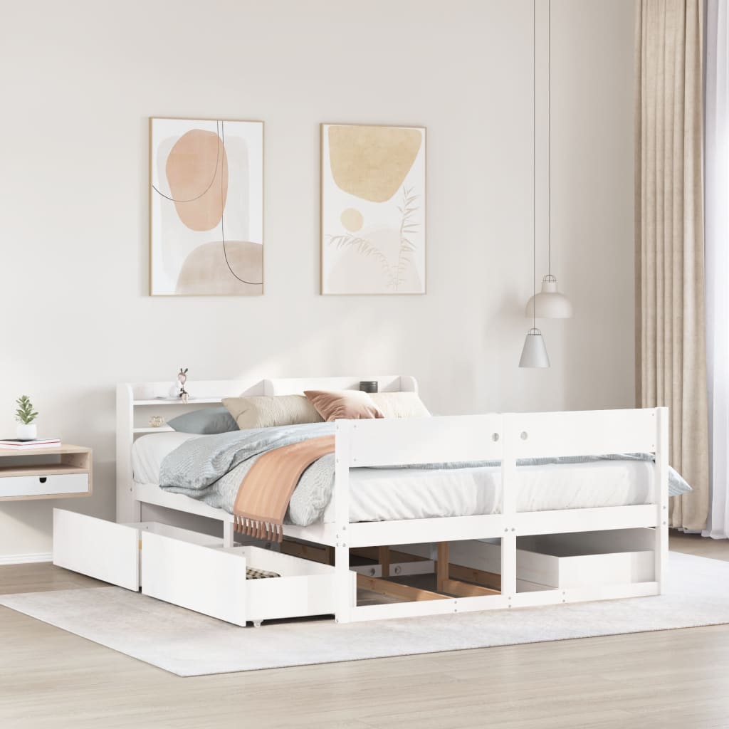 Cadre de lit sans matelas blanc 120x200 cm bois de pin massif - XIOS