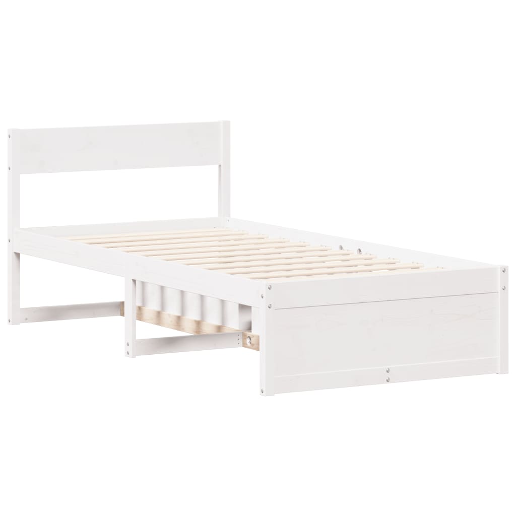 Cadre de lit sans matelas blanc 100x200 cm bois de pin massif - XIOS