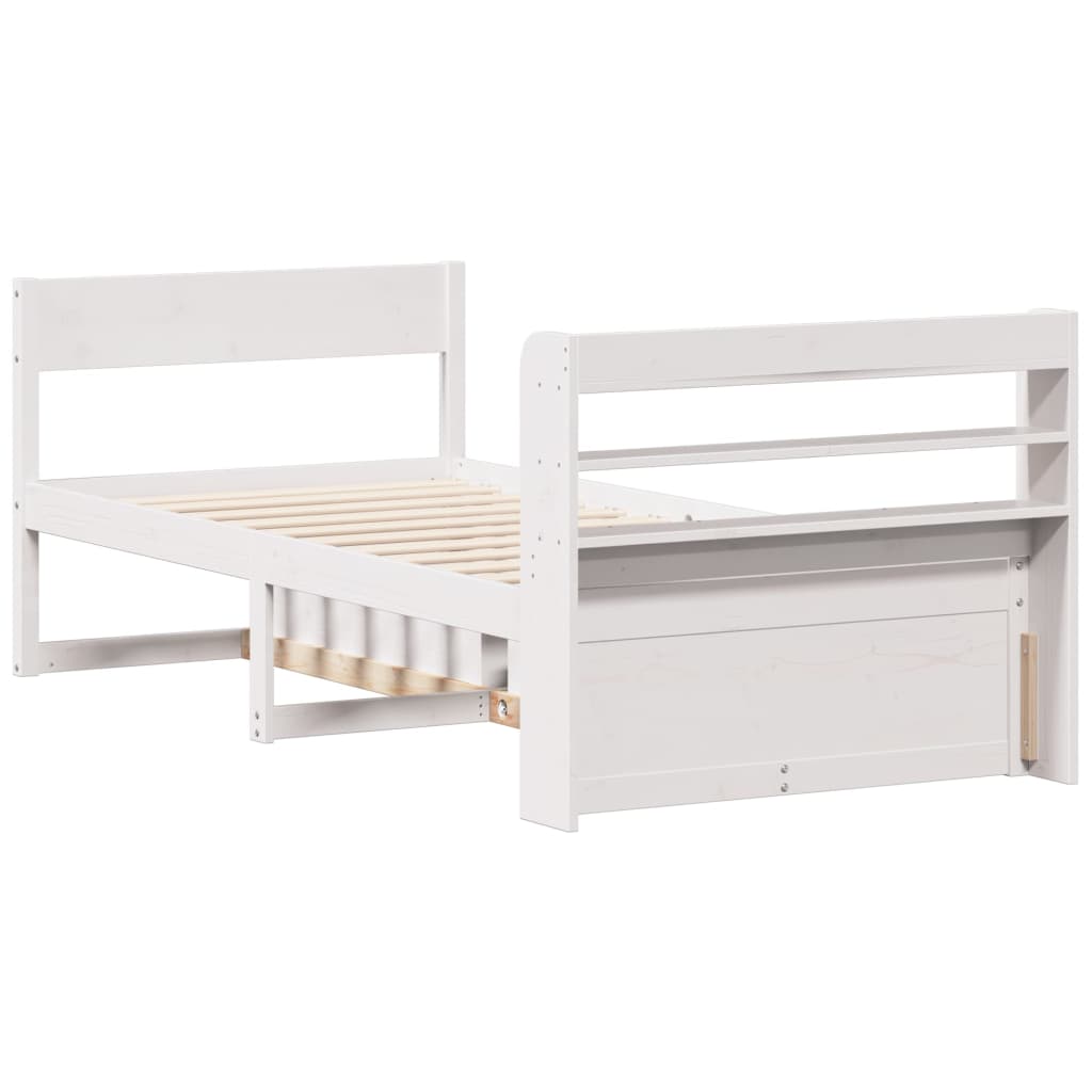 Cadre de lit sans matelas blanc 90x200 cm bois de pin massif - XIOS