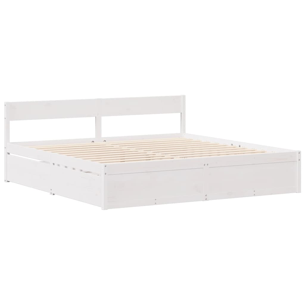 Cadre de lit sans matelas blanc 140x190 cm bois de pin massif - XIOS