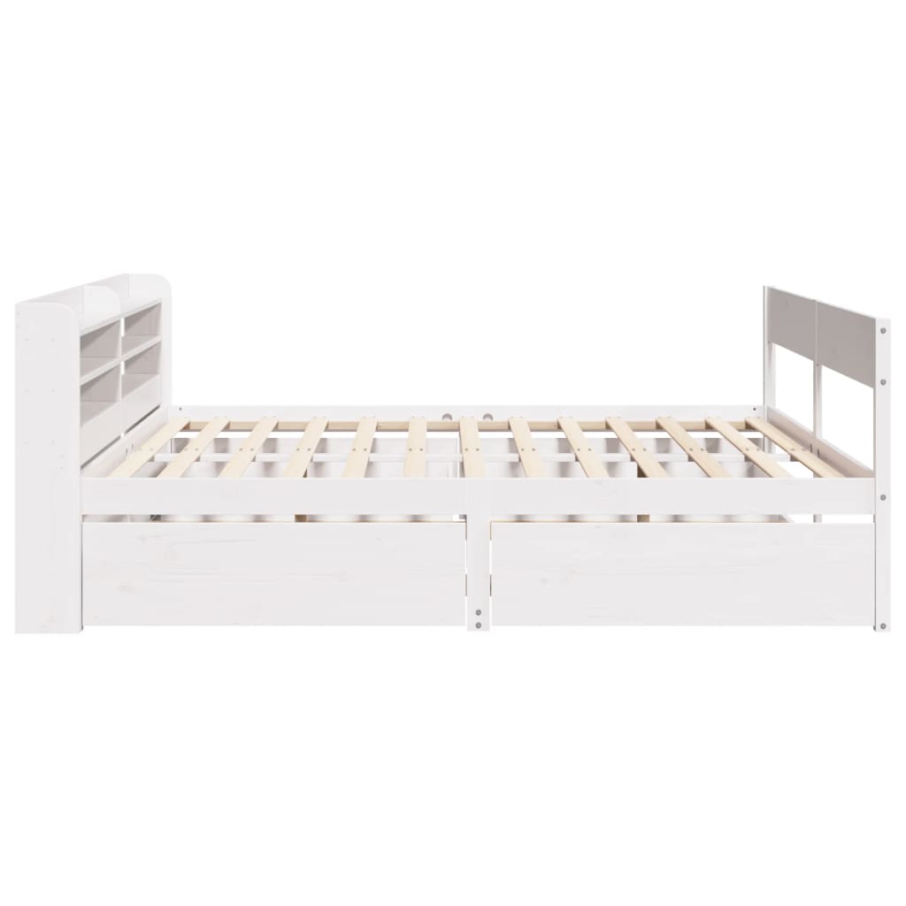 Cadre de lit sans matelas blanc 140x190 cm bois de pin massif - XIOS