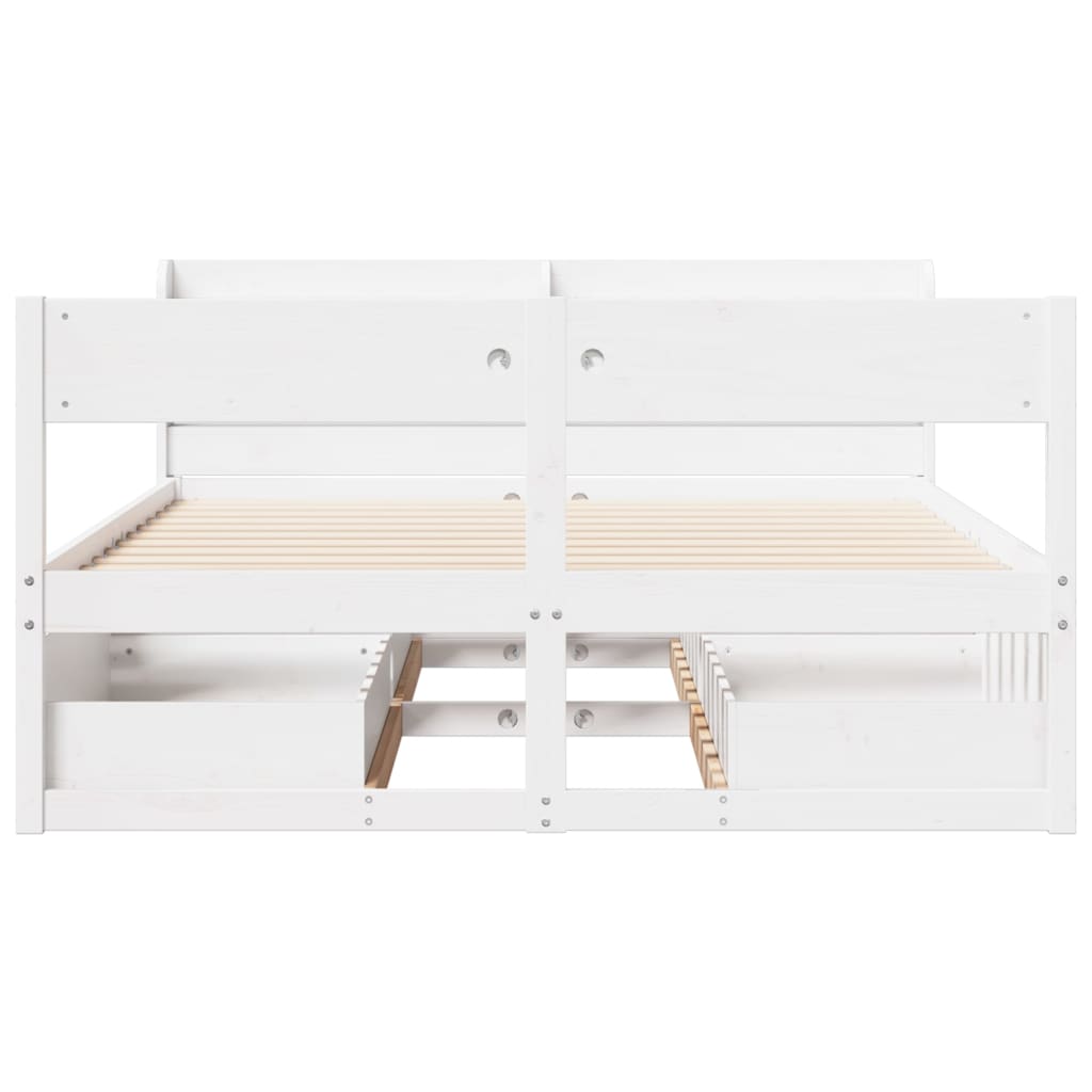 Cadre de lit sans matelas blanc 135x190 cm bois de pin massif - XIOS