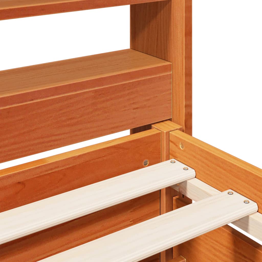 Cadre de lit sans matelas cire marron 135x190cm bois pin massif - XIOS