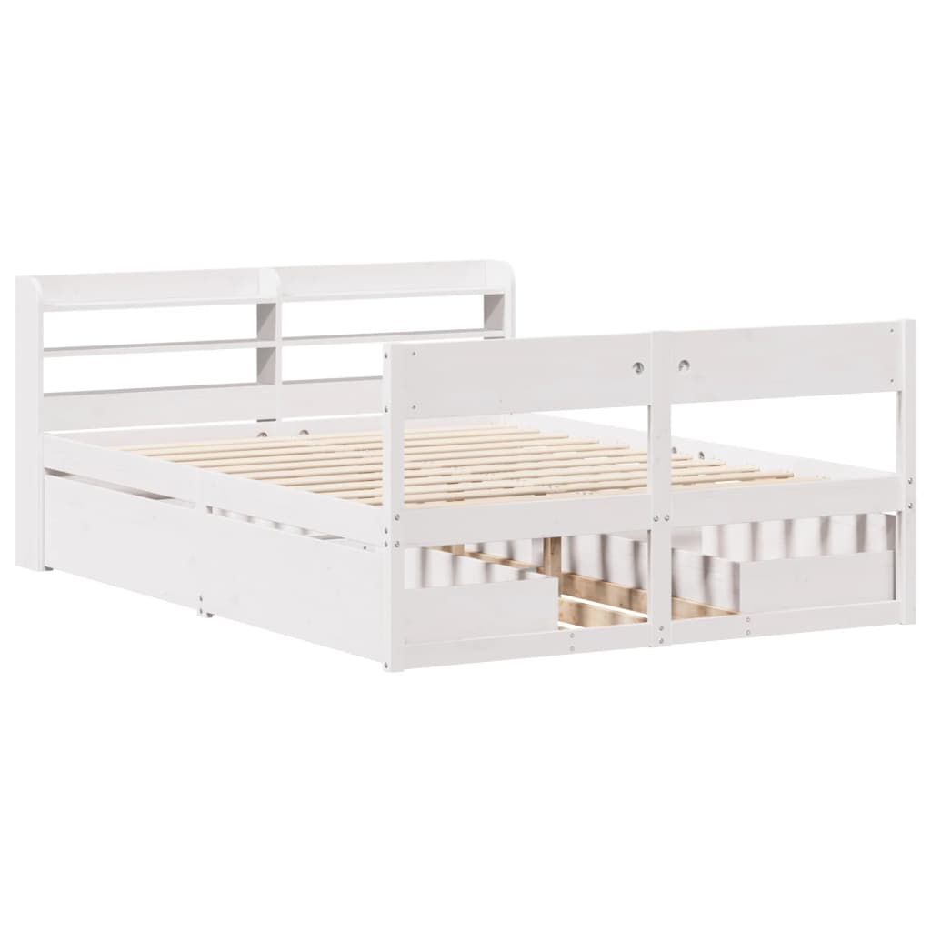 Cadre de lit sans matelas blanc 120x190 cm bois de pin massif - XIOS