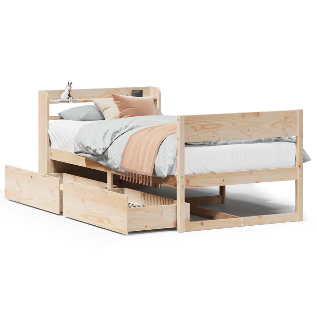 Cadre de lit sans matelas 75x190 cm bois de pin massif - XIOS