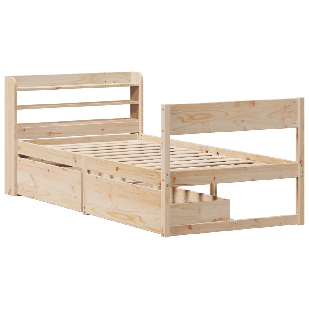 Cadre de lit sans matelas 75x190 cm bois de pin massif - XIOS
