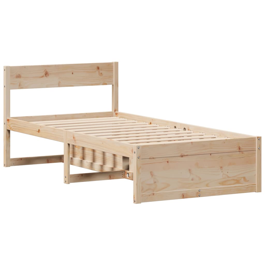 Cadre de lit sans matelas 75x190 cm bois de pin massif - XIOS