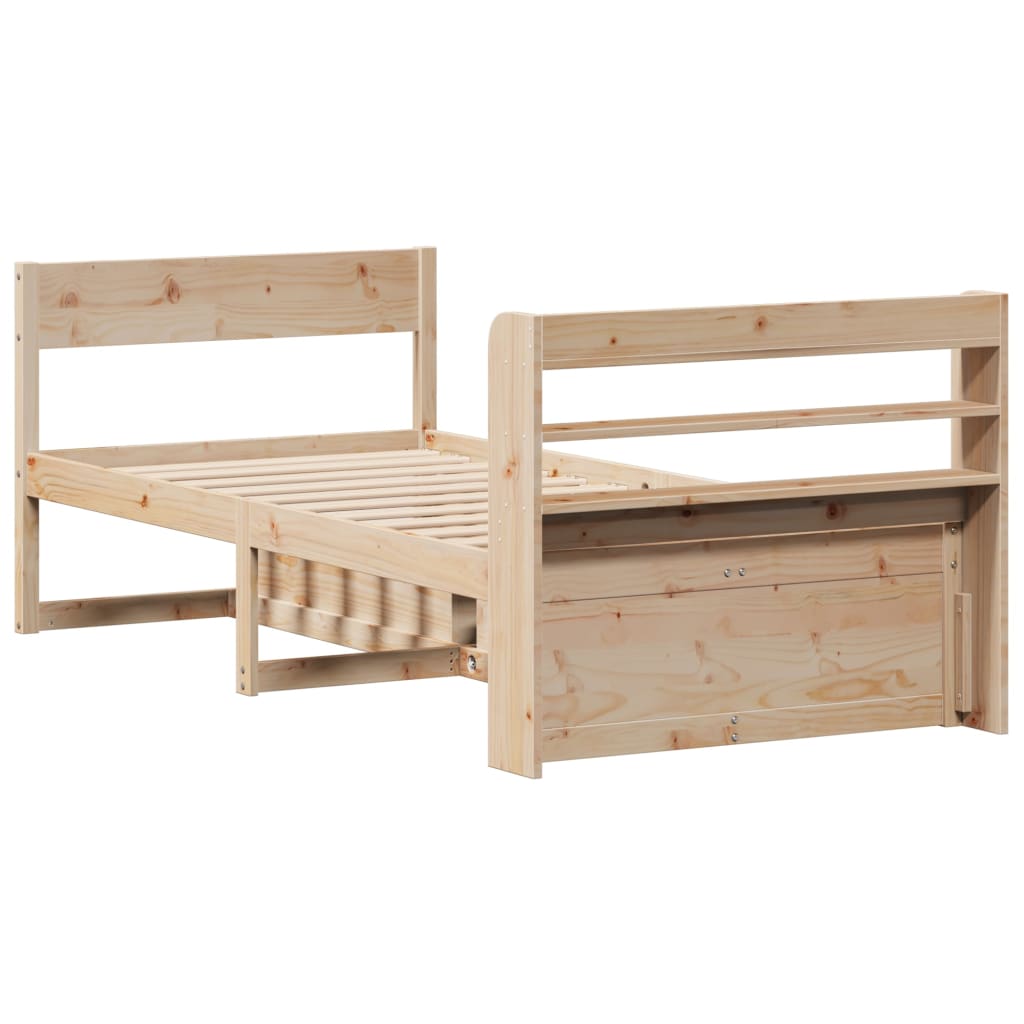 Cadre de lit sans matelas 75x190 cm bois de pin massif - XIOS