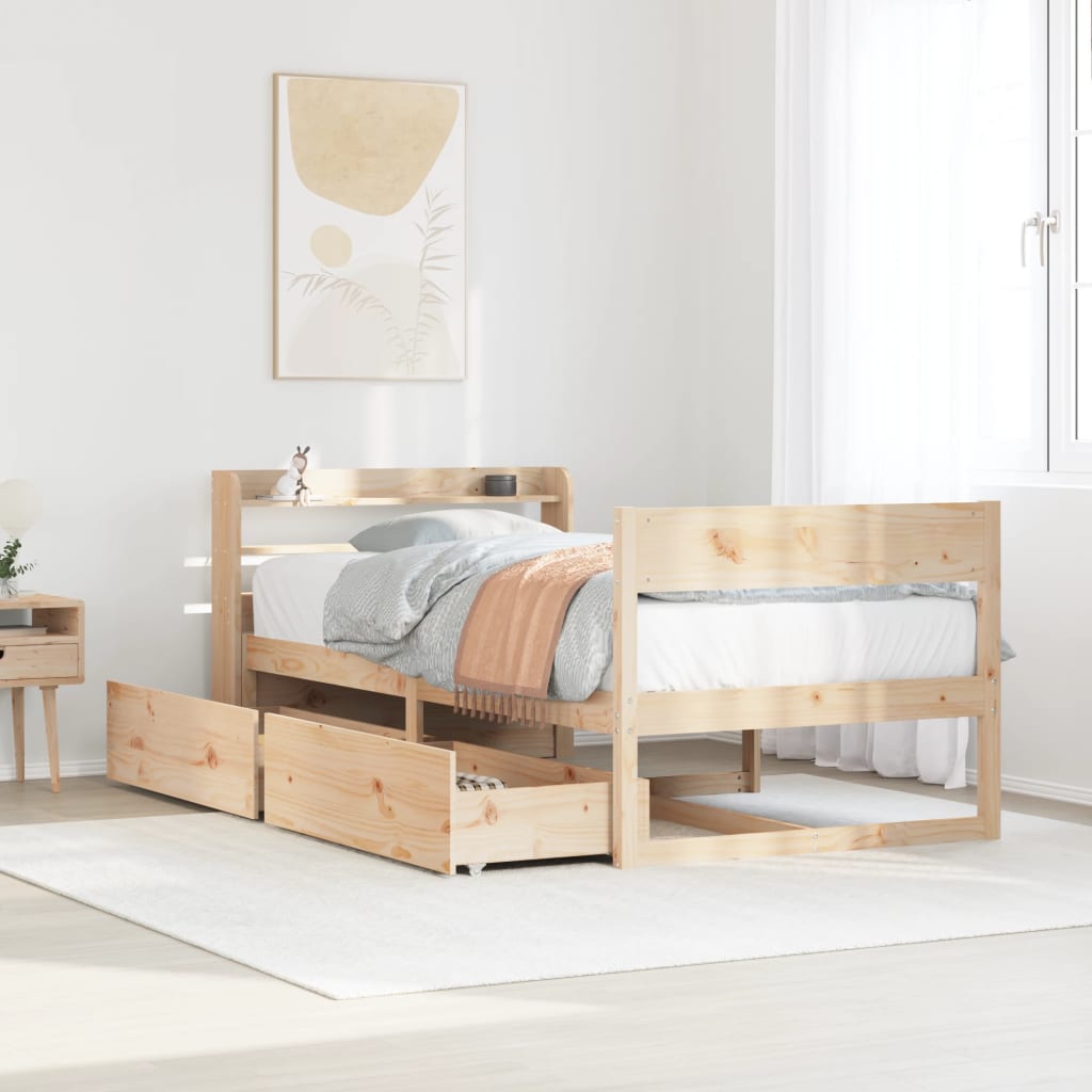 Cadre de lit sans matelas 75x190 cm bois de pin massif - XIOS