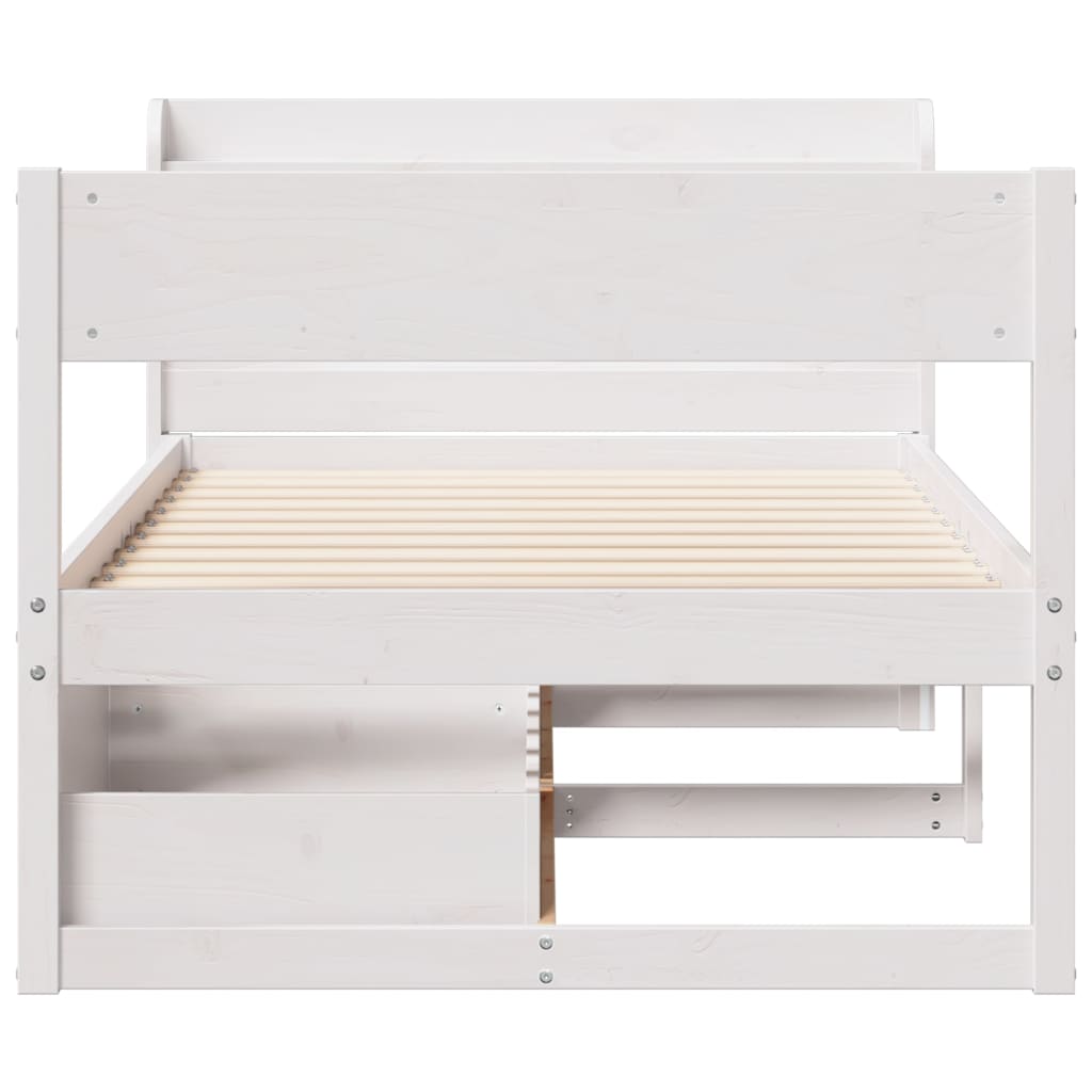 Cadre de lit sans matelas blanc 75x190 cm bois de pin massif - XIOS