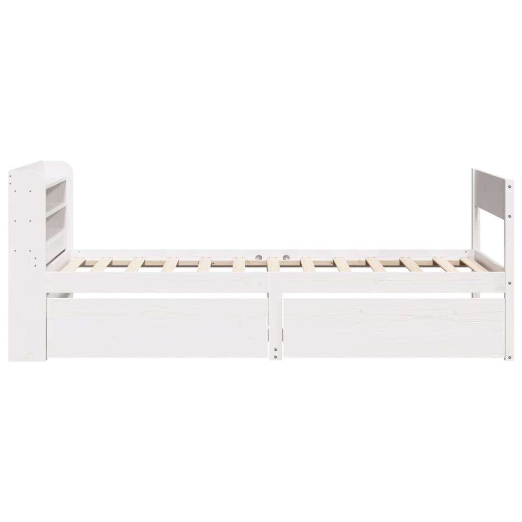 Cadre de lit sans matelas blanc 75x190 cm bois de pin massif - XIOS