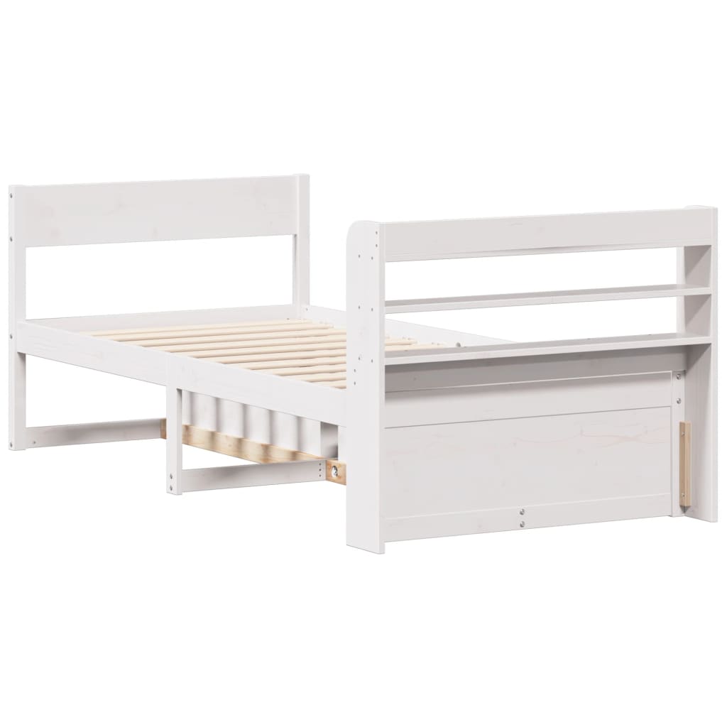 Cadre de lit sans matelas blanc 75x190 cm bois de pin massif - XIOS