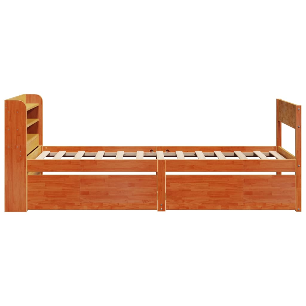 Cadre de lit sans matelas cire marron 75x190 cm bois pin massif - XIOS