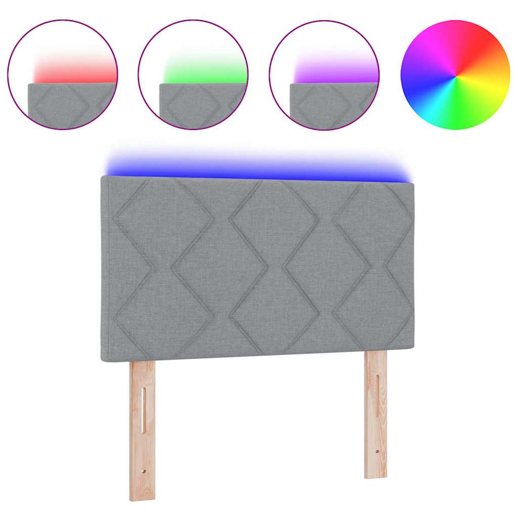 Tête de lit avec des lumières à LED Gris clair 80 cm tissu - XIOS