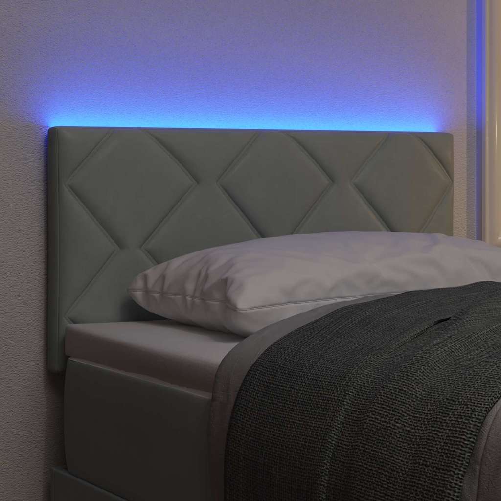 Tête de Lit LED Géométrique Gris clair 80 cm Velours - XIOS