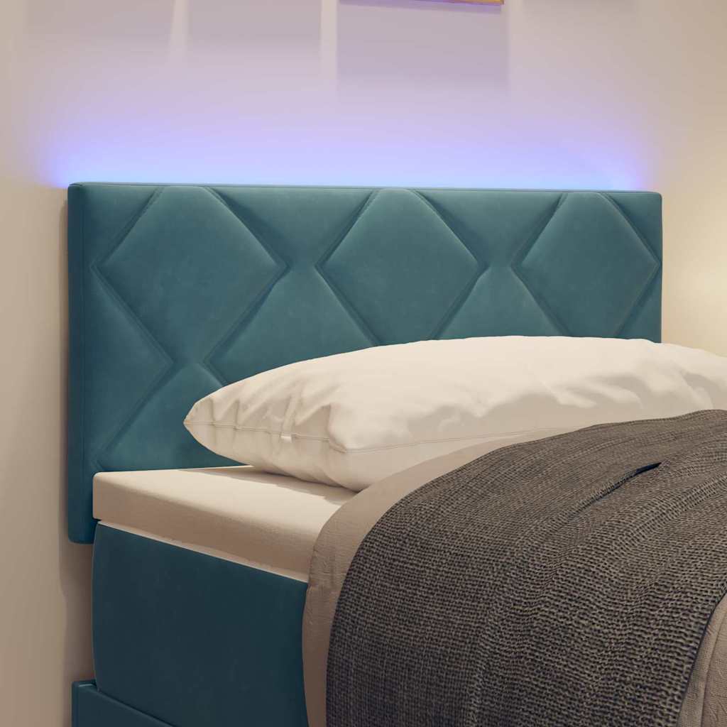 Tête de Lit LED Géométrique Bleu foncé 80 cm Velours - XIOS