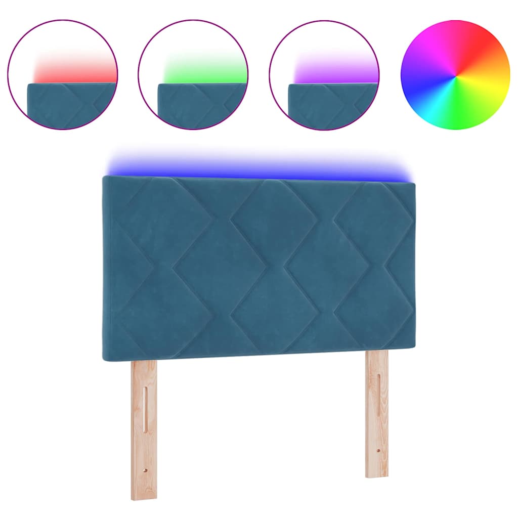 Tête de Lit LED Géométrique Bleu foncé 80 cm Velours - XIOS