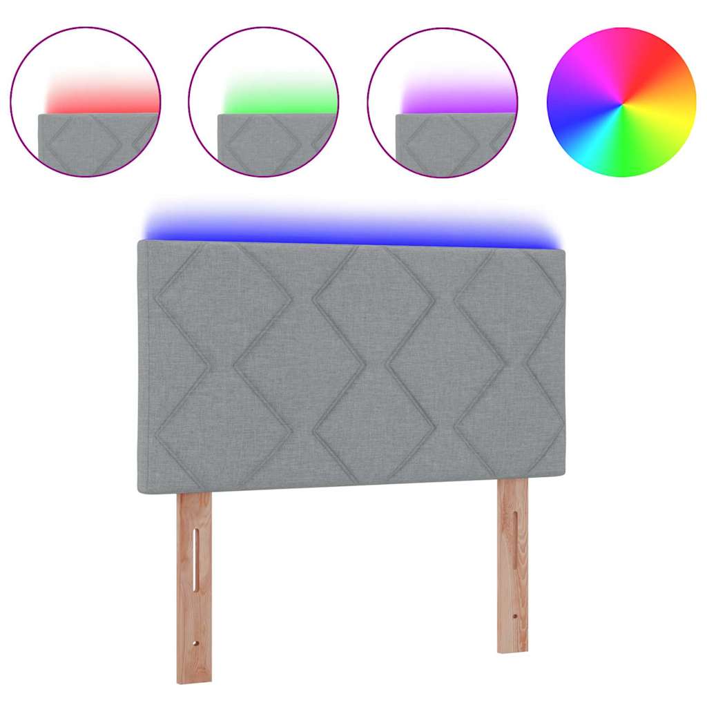 Tête de lit avec des lumières à LED Gris clair 90 cm tissu - XIOS