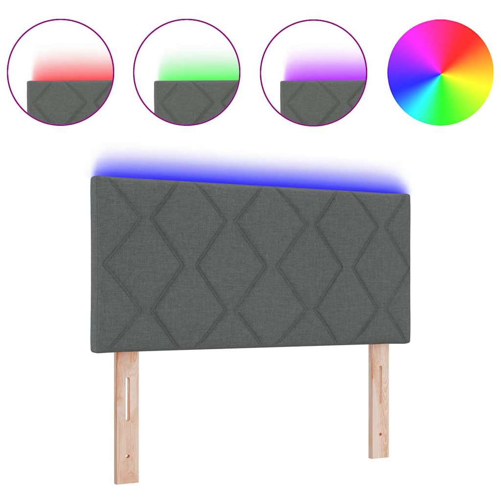 Tête de lit avec des lumières à LED Réglable Gris 90 cm tissu - XIOS