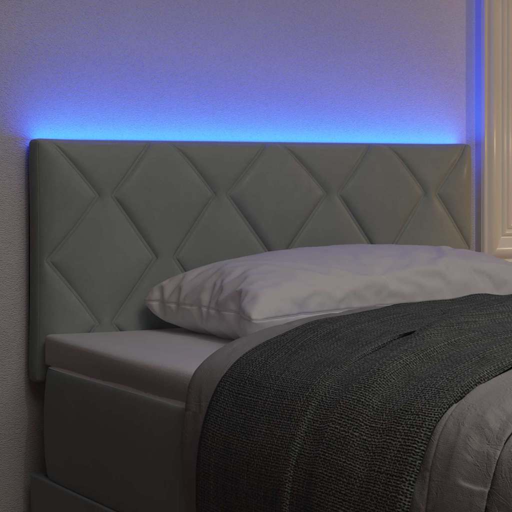Tête de Lit LED Géométrique Gris clair 90 cm Velours - XIOS