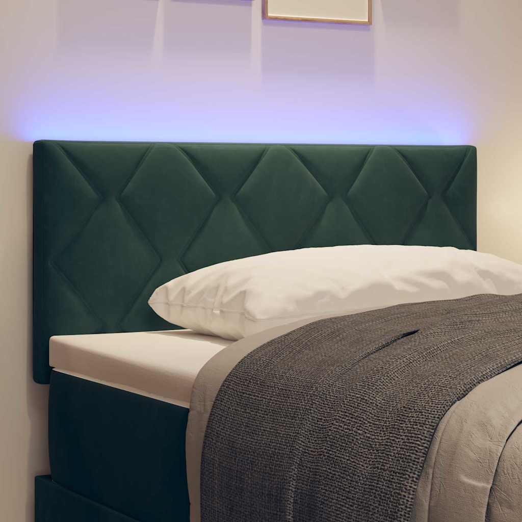 Tête de Lit LED Géométrique Vert foncé 90 cm Velours - XIOS