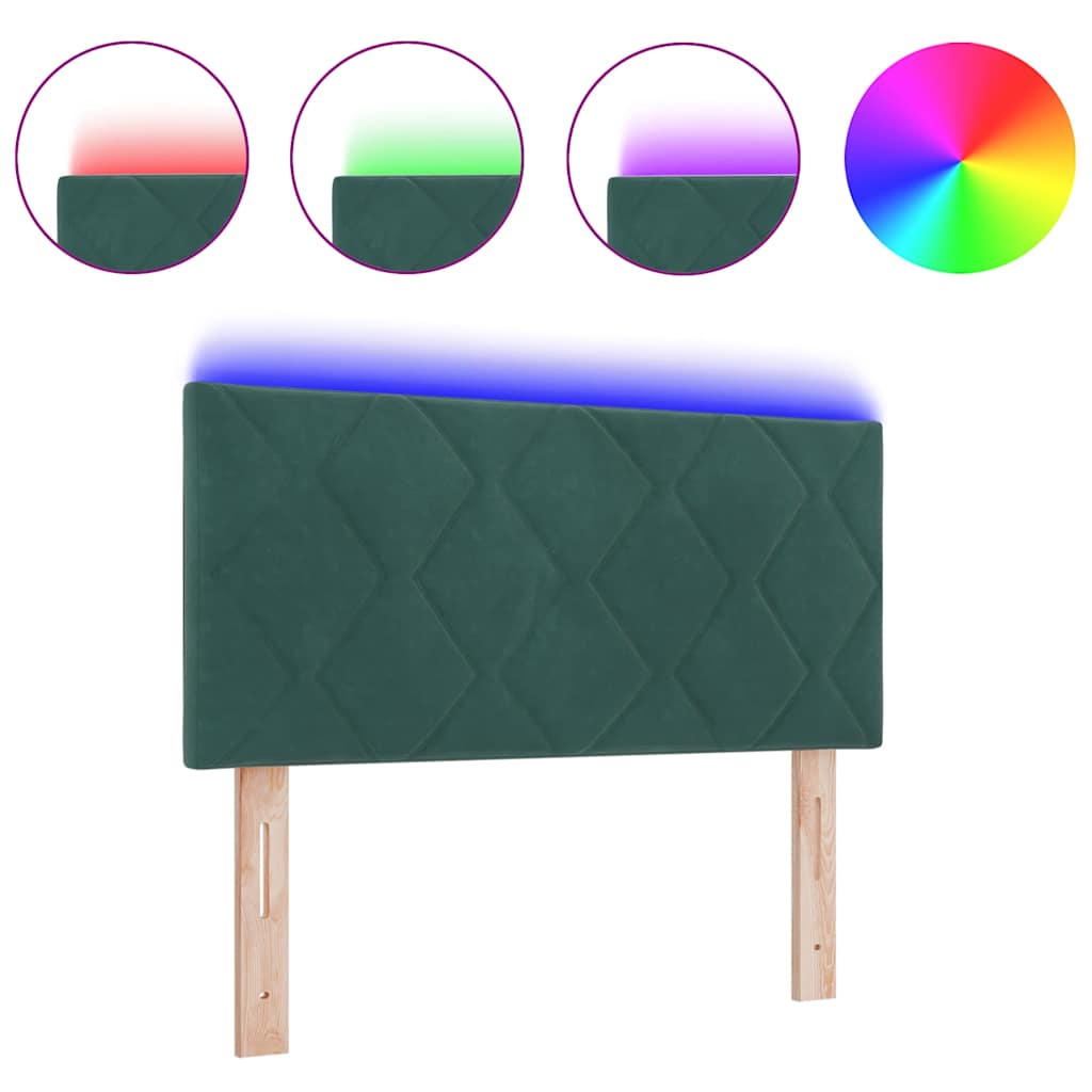 Tête de Lit LED Géométrique Vert foncé 90 cm Velours - XIOS