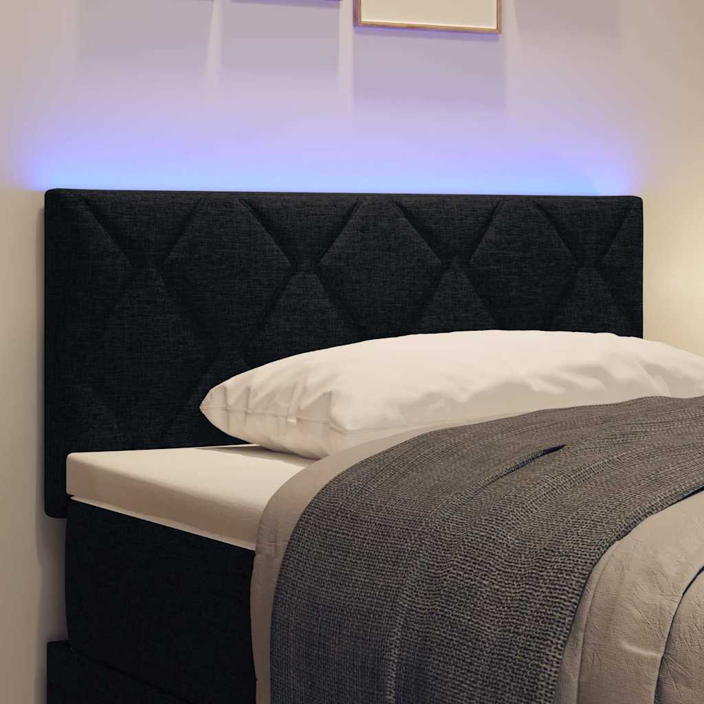 Tête de lit avec des lumières à LED Réglable Noir 100 cm tissu - XIOS