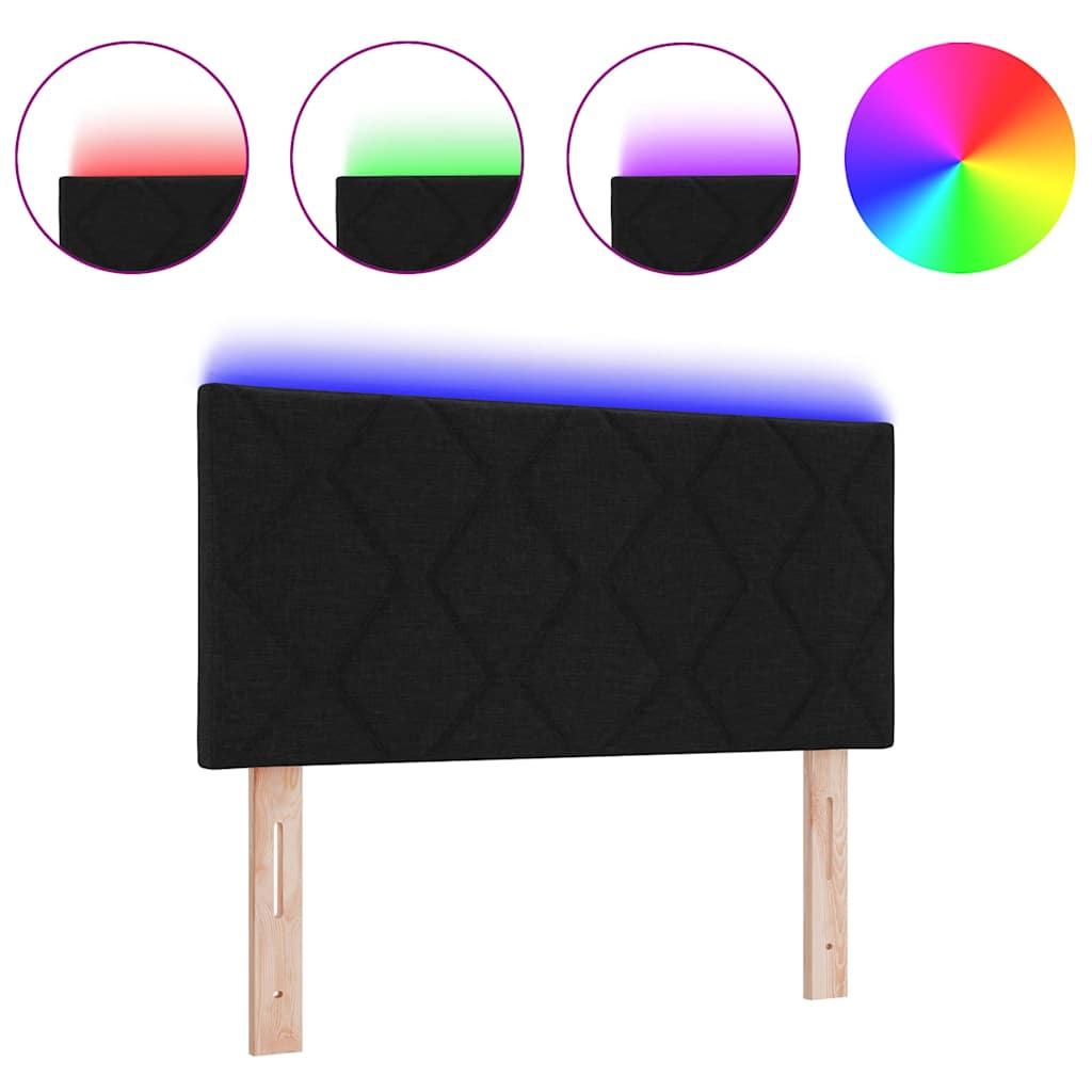 Tête de lit avec des lumières à LED Réglable Noir 100 cm tissu - XIOS