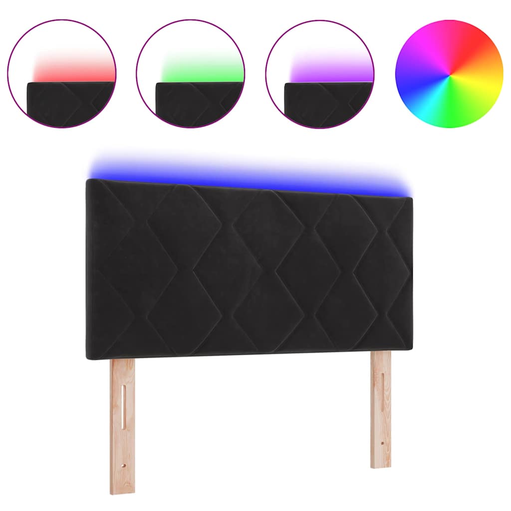 Tête de Lit LED avec des lumières à LED Noir 100 cm Velours - XIOS